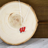 Wisconsin Badgers Silver Fan Necklace by Fan Frenzy Gifts